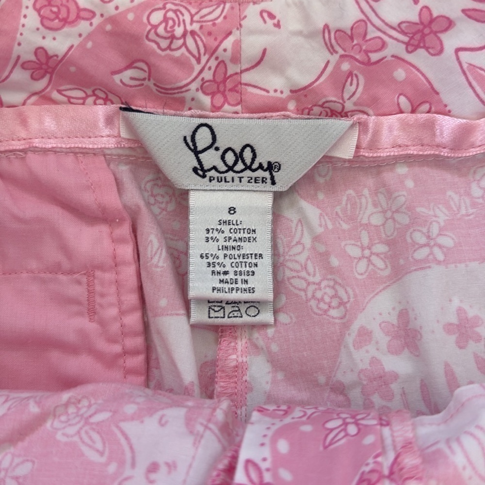 Lilly Pulitzer Pink Rhino Capri Pants Size 8 - Picture 4 of 4